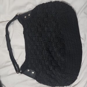 Crochet style black purse